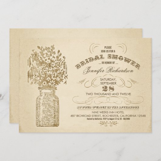 Mason Jar Typografisch vrijgezellenfeest Uitnodig Kaart (Voorkant / Achterkant)