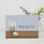 Mason Jar van Daisies bruiloft uitnodiging (Staand voorkant)