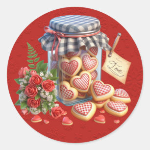 Mason Jar van Valentijn Heart Cookies Ronde Sticker