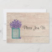 Mason Jar van Violets bruiloft uitnodiging (Achterkant)
