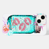 Mason jar vlinder kus bloemenroze blauwgroen grijs Case-Mate iPhone case (Achterkant (horizontaal))