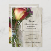 Mason Jar w/Roos en wilde bloemen Uitnodiging Briefkaart (Voorkant / Achterkant)