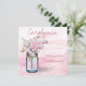 MASON JAR WATERVERF PINK SWEET PEAS KAART (Staand voorkant)