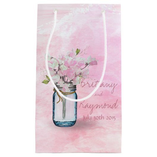 MASON JAR WATERVERF PINK SWEET PEAS KLEIN CADEAUZAKJE (Voorkant)