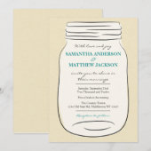 Mason Jar Wedding Invitation - Blauwgroen Kaart (Voorkant / Achterkant)