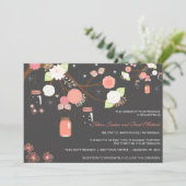 Mason Jar Wedding Invitation - Koraal, Limoen, gri Kaart (Staand voorkant)