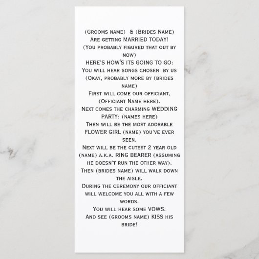 Mason Jar Wedding Program Programma (Achterkant)