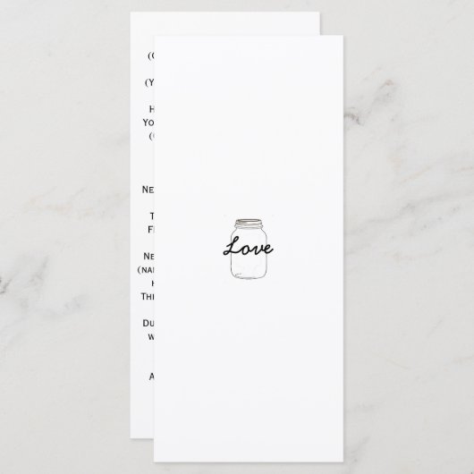 Mason Jar Wedding Program Programma (Voorkant / Achterkant)