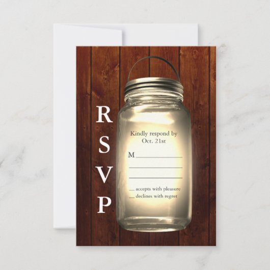 Mason Jar Wedding RSVP Kaartje (Voorkant)