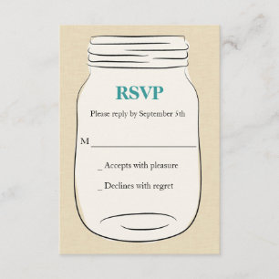 Mason Jar Wedding RSVP - Turquoise