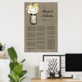 Mason Jar White Daisies 24x36Seating Chart Poster (Thuiskantoor)