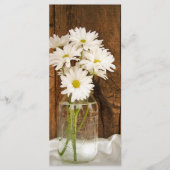 Mason Jar White Daisies Country Barn Menu Mariage (Devant)