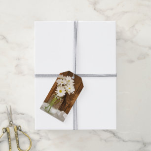 Mason Jar White Daisies Country Wedding Favor Tags Cadeaulabel