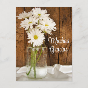 Mason Jar White Daisies Gracias Spaans Dank je Briefkaart