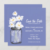 Mason Jar & White Daisies Save the Date (Voorkant / Achterkant)