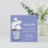 Mason Jar & White Daisies Save the Date (Staand voorkant)