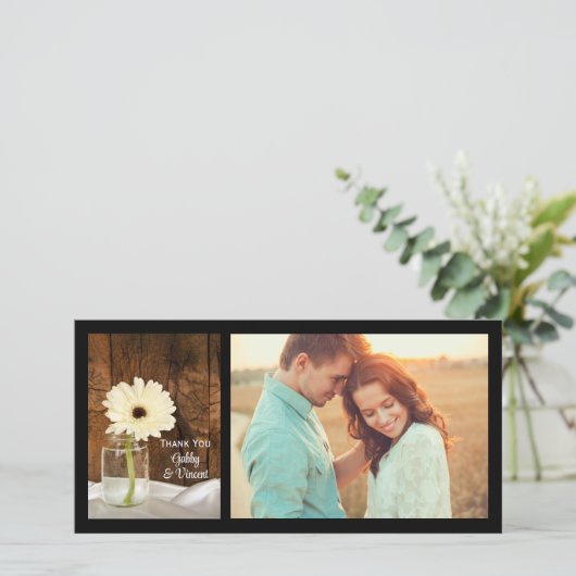 Mason Jar White Daisy Country Weddenschap Bedankt (Staand voorkant)