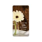 Mason Jar White Daisy Country Weddenschap Bedankt Etiket (Voorkant)