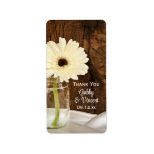 Mason Jar White Daisy Country Weddenschap Bedankt Etiket