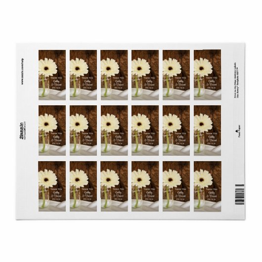 Mason Jar White Daisy Country Weddenschap Bedankt Etiket (Full Sheet)