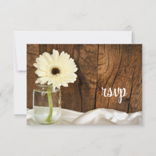Mason Jar White Daisy Country Weddenschap RSVP Car Kaartje