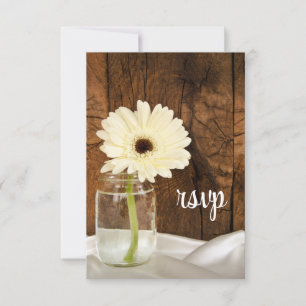 Mason Jar White Daisy Country Weddenschap RSVP Car Kaartje