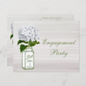 Mason Jar & White Hydrangea Chic Grey Verloving Kaart (Voorkant / Achterkant)