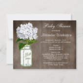 Mason Jar & White Hydrangea Rustic Baby shower Kaart (Achterkant)
