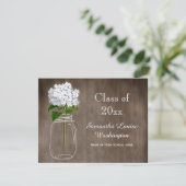 Mason Jar White Hydrangea Rustic Graduation Party Kaart (Staand voorkant)