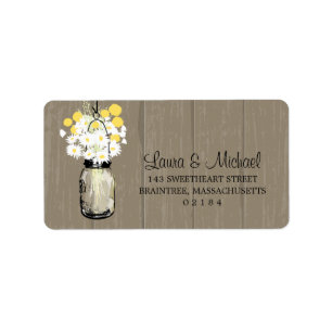 Mason Jar Wild Daisies & Billy Balls Etiket
