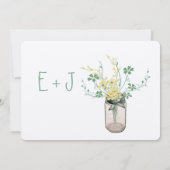 Mason Jar Wild Flower Sage and Mustard Yellow Kaart (Achterkant)