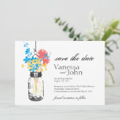  Mason Jar & Wild Flowers Save the Date (Staand voorkant)