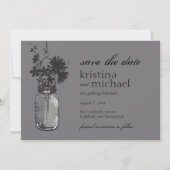 Mason Jar & Wild Flowers Save the Date (Voorkant)