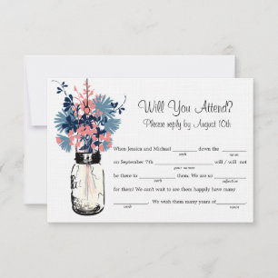Mason Jar Wilde Bloemen LIB RSVP Kaartje