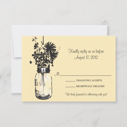 Mason Jar & Wilde Bloemen RSVP Kaart (Voorkant)