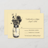 Mason Jar & Wilde Bloemen RSVP Kaart (Voorkant / Achterkant)