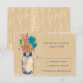 Mason Jar & Wilde Bloemen RSVP Kaart (Voorkant / Achterkant)
