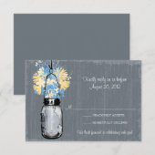 Mason Jar & Wilde Bloemen RSVP Kaart (Voorkant / Achterkant)