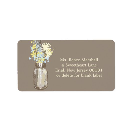 Mason Jar & Wildflower Etiket (Voorkant)