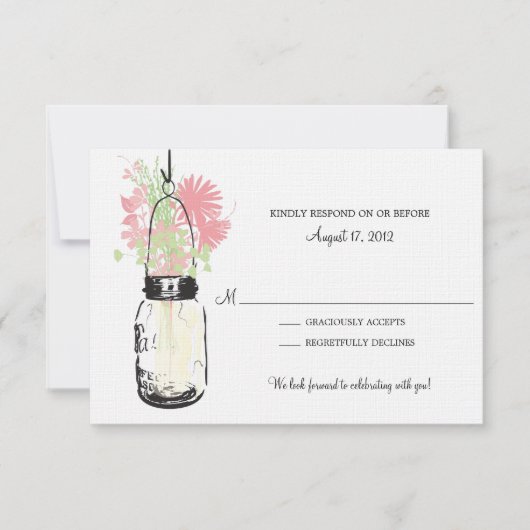 Mason Jar & Wildflower RSVP-kaart RSVP Kaartje (Voorkant)