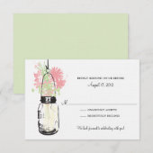 Mason Jar & Wildflower RSVP-kaart RSVP Kaartje (Voorkant / Achterkant)