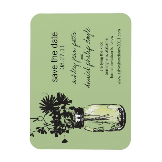 Mason Jar & Wildflower Save the Date Magneet (Verticaal)
