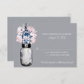 Mason Jar & Wildflowers RSVP Kaart (Voorkant / Achterkant)
