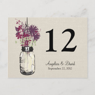 Mason Jar & Wildflowers Tafel Kaart