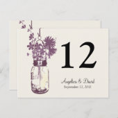 Mason Jar & Wildflowers Tafel Kaart (Voorkant / Achterkant)