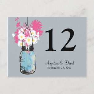 Mason Jar & Wildflowers Tafel Kaart