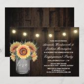 Mason Jar + Zonnebloem Verlovingsfeest Uitnodiging (Voorkant / Achterkant)