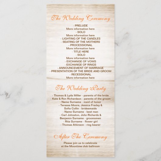 mason jarre avec fleurs orange programme de mariag (Dos)