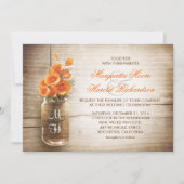 Mason jarre et fleurs orange invitations de mariag (Devant)