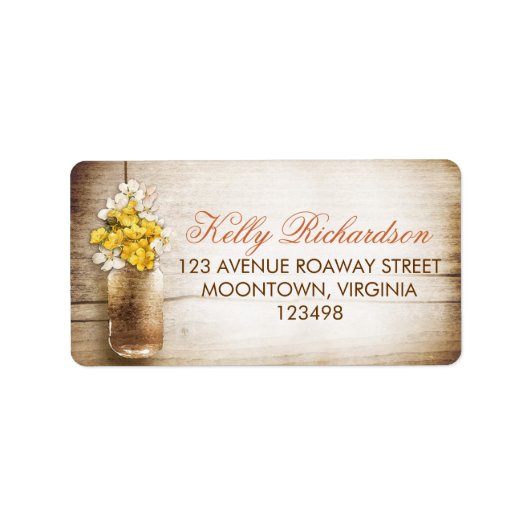 Mason jarre & fleurs jaunes blanches étiquettes de (Devant)